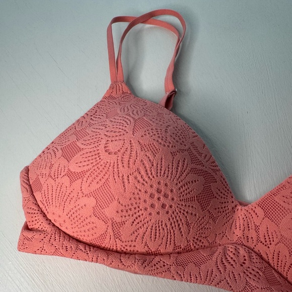 Aerie Sunnie Wireless Push Up Bra in Warm Coral - Picture 2 of 7